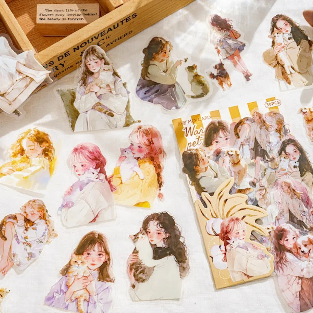 30pcs/pack Cute Cartoon Stickers DIY Scrapbooking Collage Junk Journal