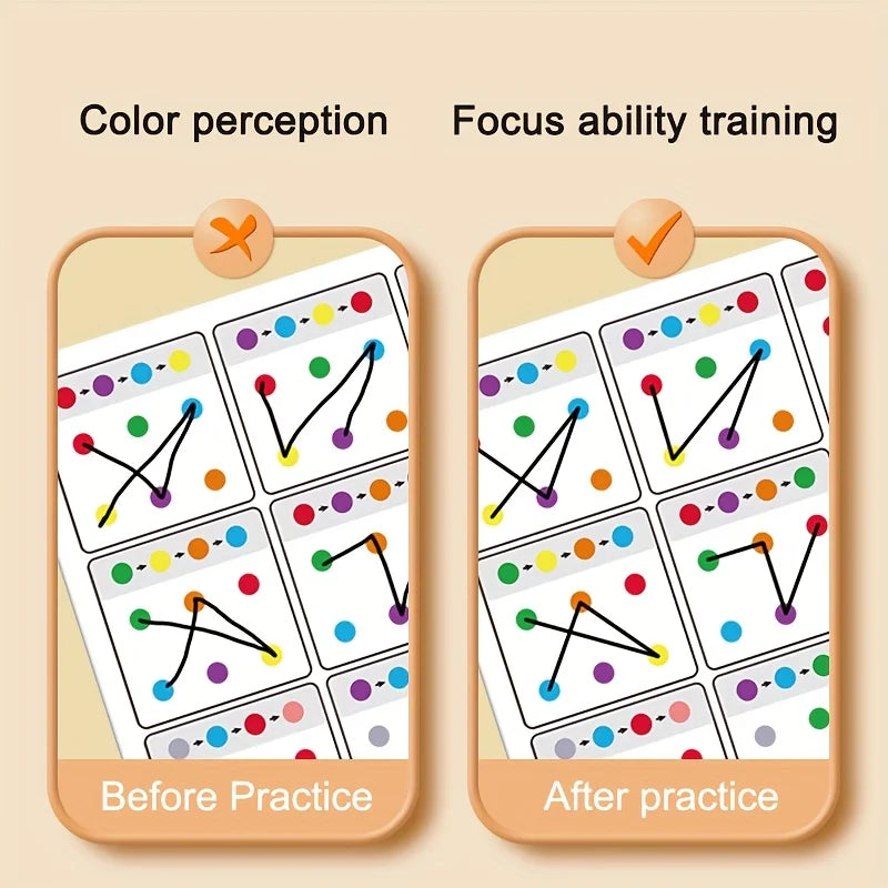 Visual tracking focus and attention training card,color and number