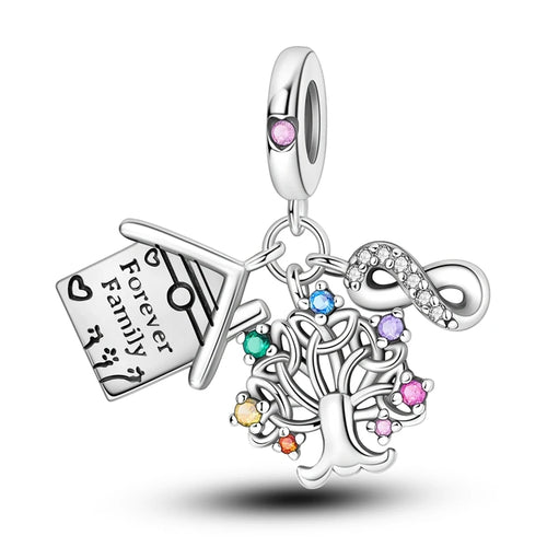 Charms Beads 925 Sterling Silver Tree of Life Peach Heart Sweet Love