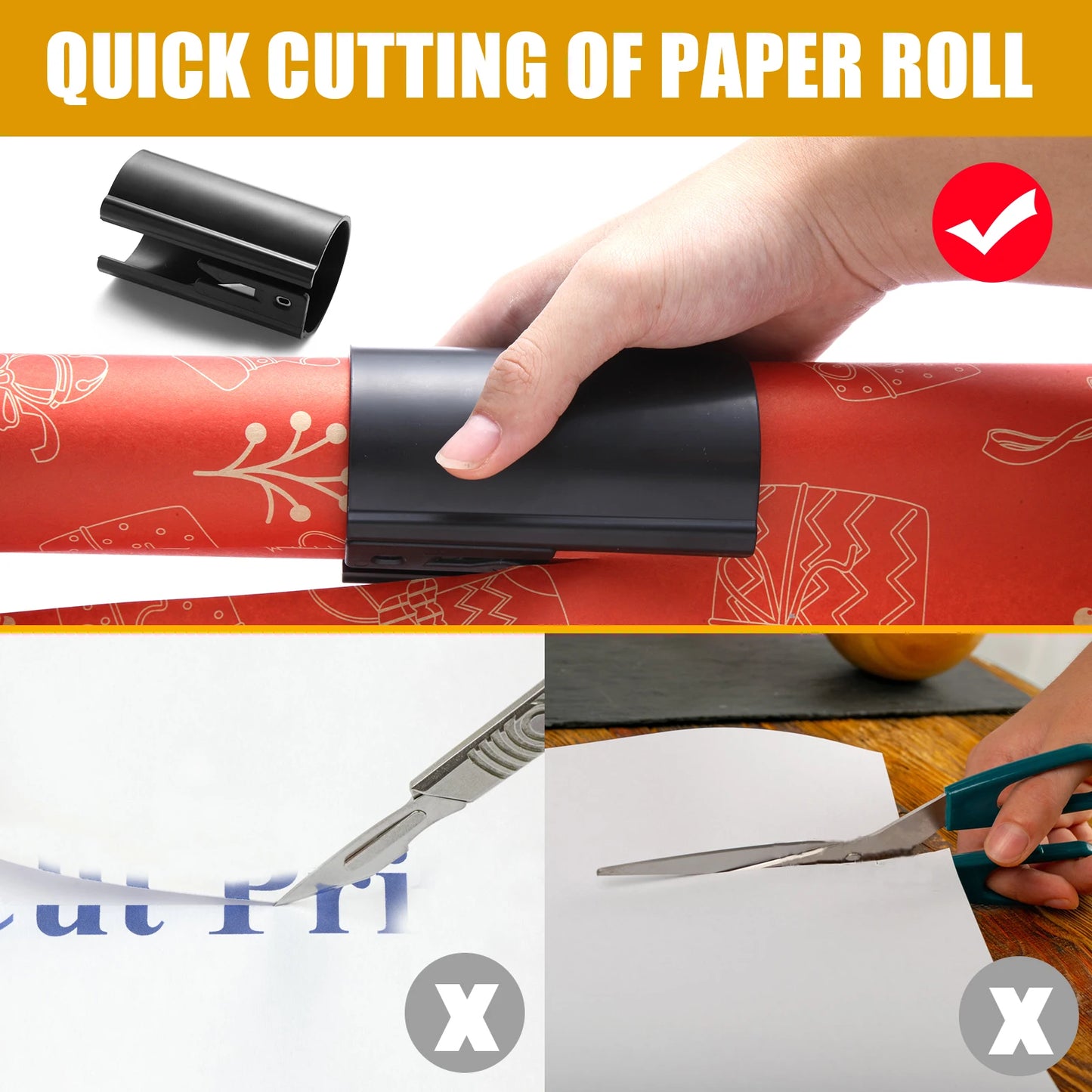1PC HORN Sliding Wrapping Paper Cutter - Easy-Glide Gift Wrap Trimmer