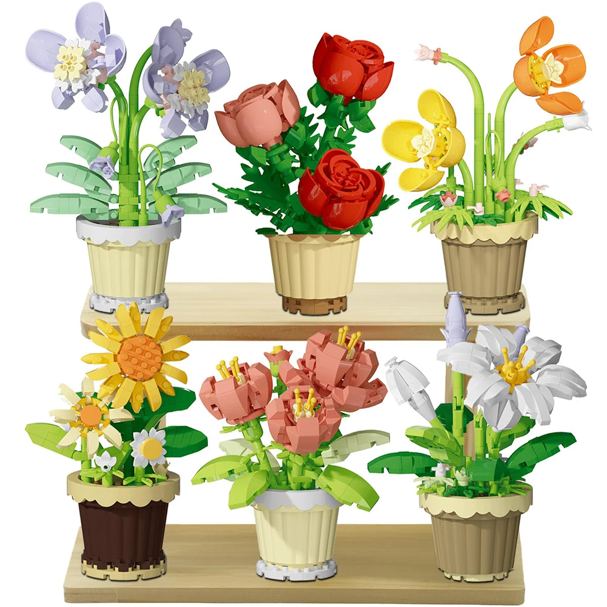 Mini Flowers Building Blocks Simulation Succulent Puzzle for Kid