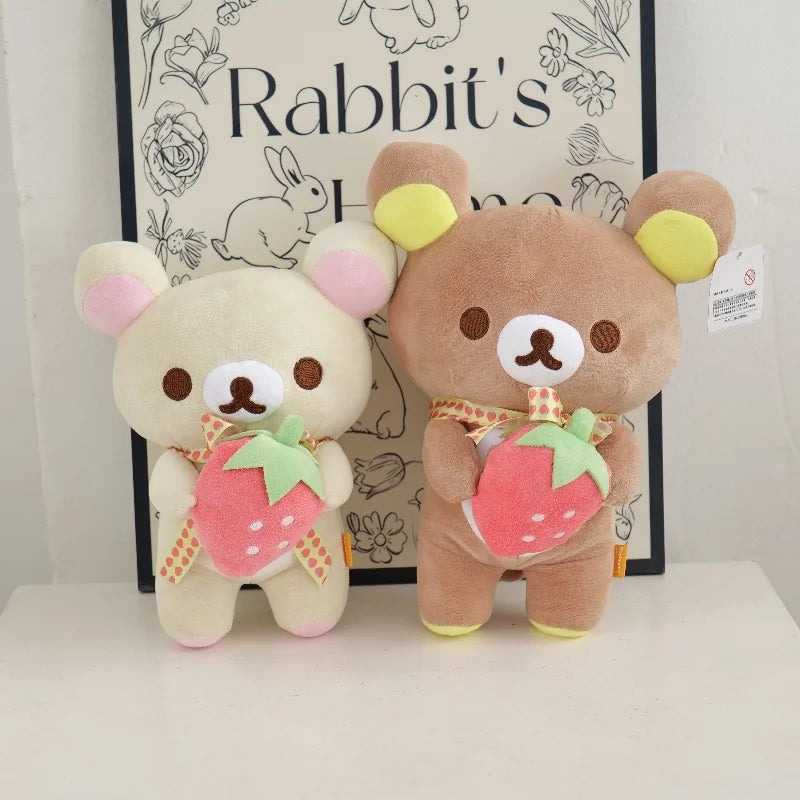 White Rilakkuma Plush Cute Animal Strawberry Cute Bear Stuffed Doll