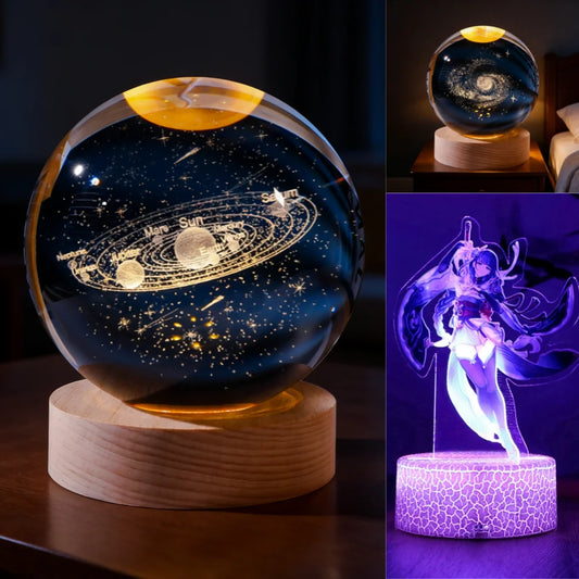 USB Unique 3D Crystal Ball Night Light Led Lamp Bedside Table Glowing