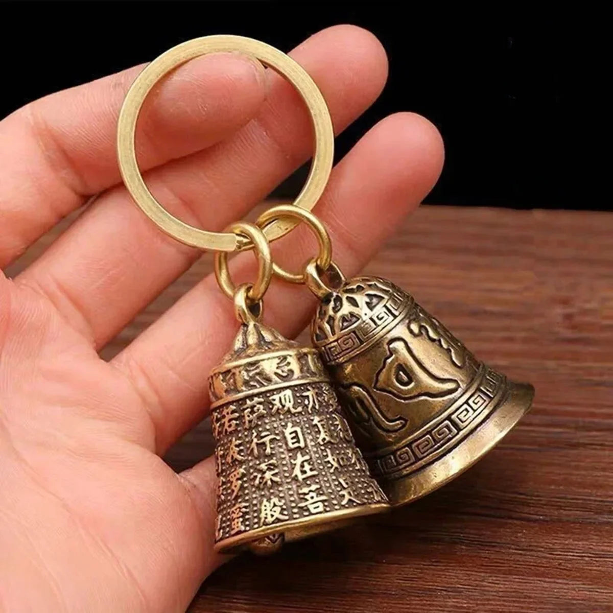 Fashion Six-Character Carved Bell Keyfob - Car Bag Keychain - Party