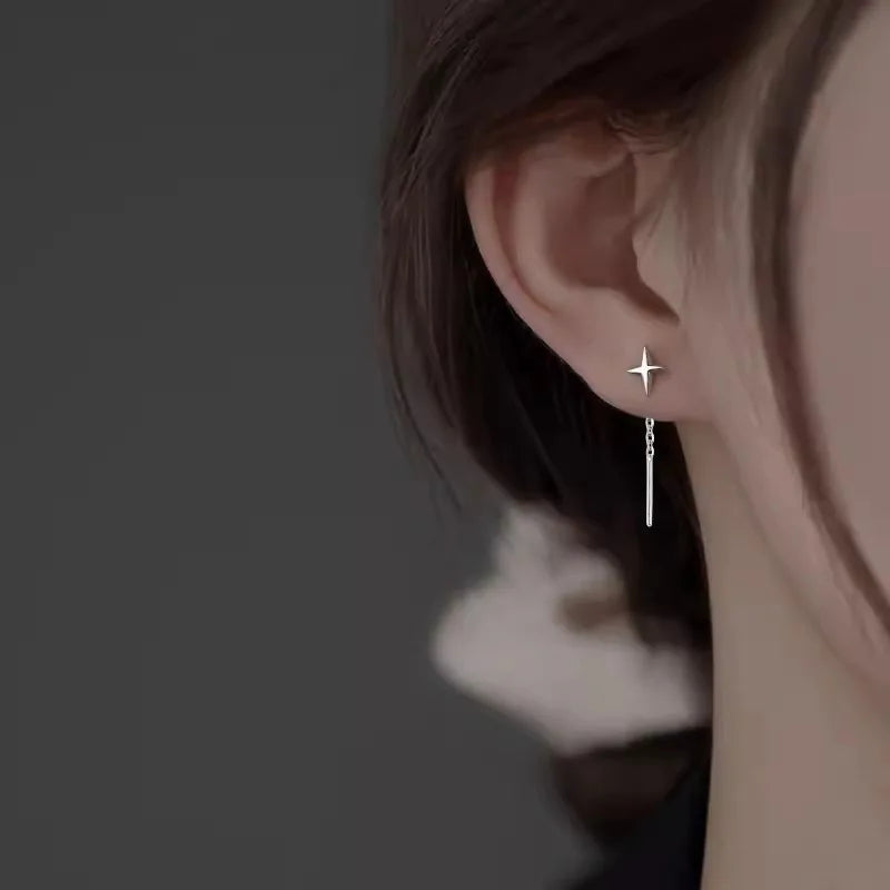 Ventfille 925 Sterling Silver Star Earring for Women Girl Simple