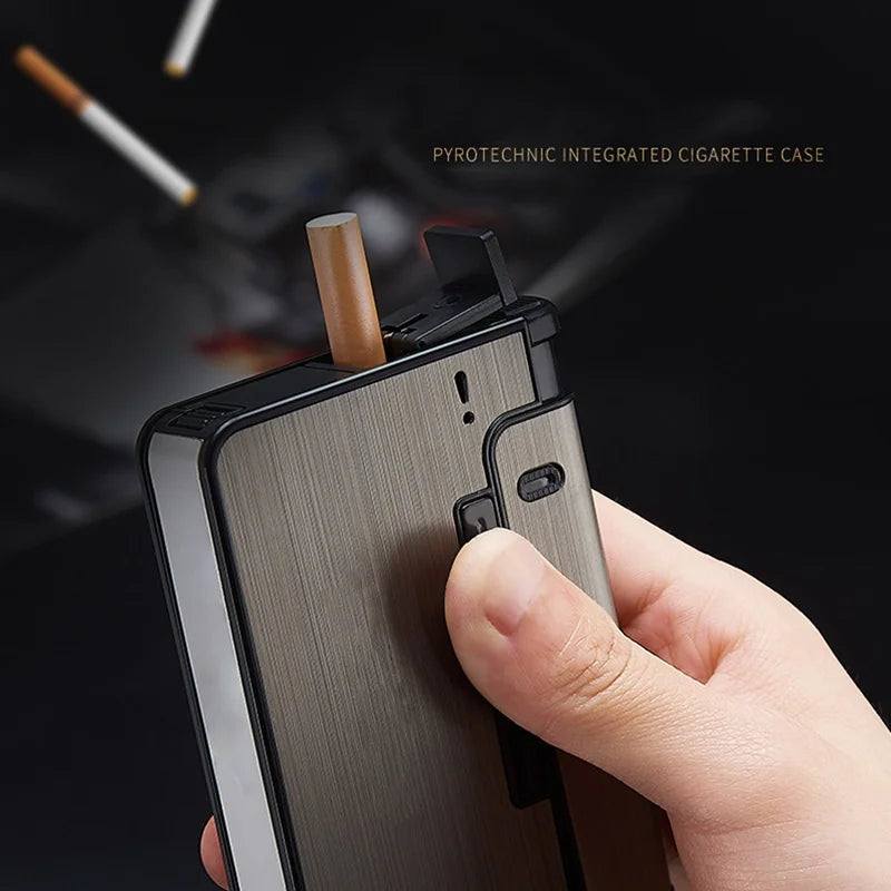 Portable Automatic Cigarette Case Metal Cigarette Holder Box for 10pcs