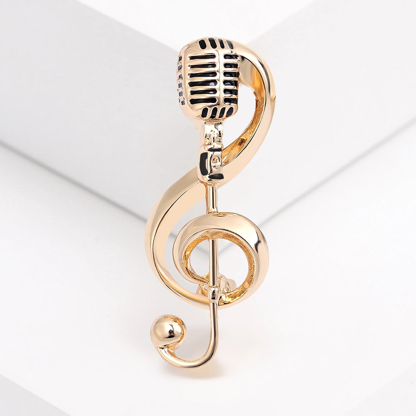 Trendy Smooth Notes Brooches for Women Unisex Music Microphones Pins