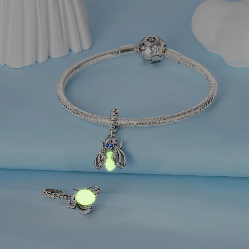 Fit Original 925 Sterling Silver Charms Beads Luminous Firefly Charms