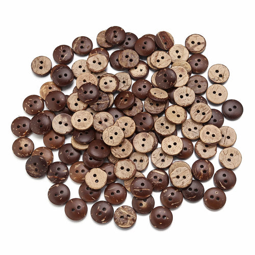 10-100Pcs Natural Coconut Shell Button Round 2-Holes Buttons for