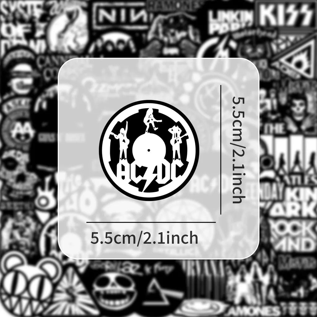 55 Pcs Rock Band Stickers - Cool Music-Themed Decals for Guitars,