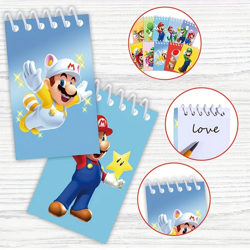 10pcs Super Mario Notebook Party Favors Cartoon Character Coil Book