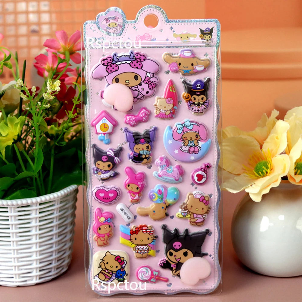 Hot Cute Kawaii Sanrio 3D Relief Stickers HelloKitty Kuromi My Melody