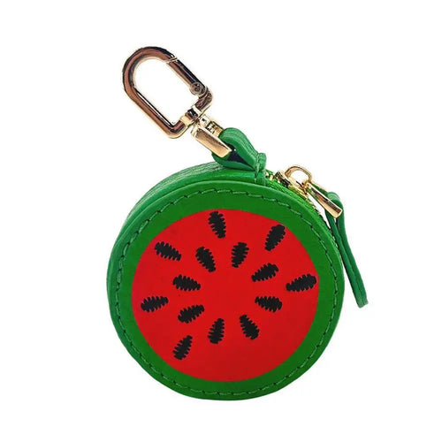 Cute Fruit Shape Leather Coin Purse Mini Zipper Earphone Bag Keychain