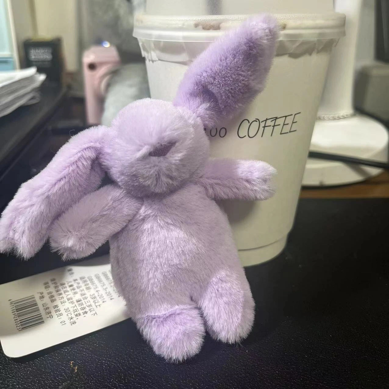 Stuffed Animals Cute Cartoon Rabbit Keychain Love Pompom Trinket Toy