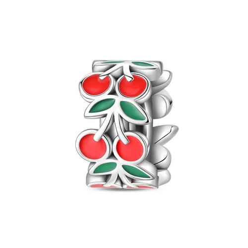 New 925 Silver Color Strawberry Cherry Fruit Series Charms Beads Fit