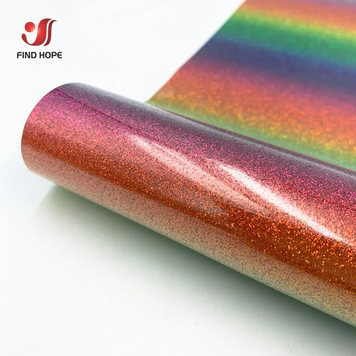 Heat Transfer Vinyl HTV Craft Rainbow Glitter Iron-on Transfer Garment