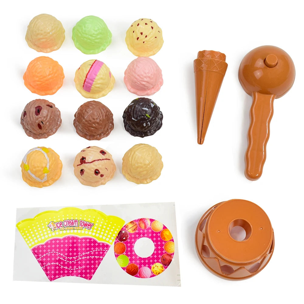 Children Simulation Food Kitchen Toy Ice Cream Stack Up Play Kids