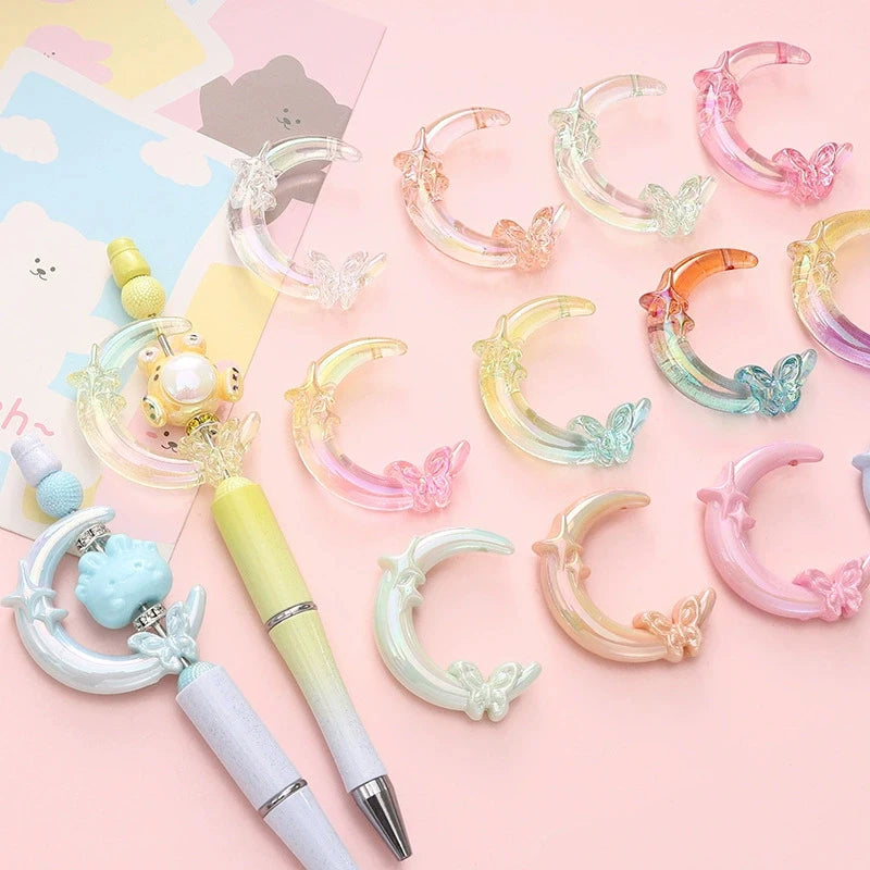 New acrylic star butterfly UV-coated double-hole moon Beads diy crafts
