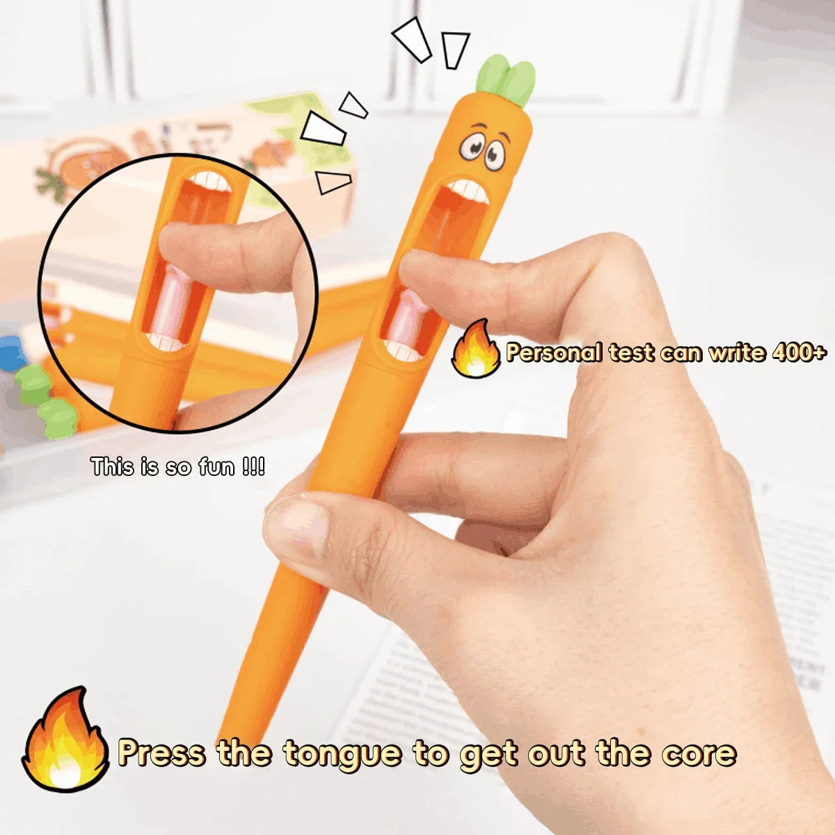 Cute Cartoon Kawaii  Pens Carrot Shaped Gel Pen Design Retractable