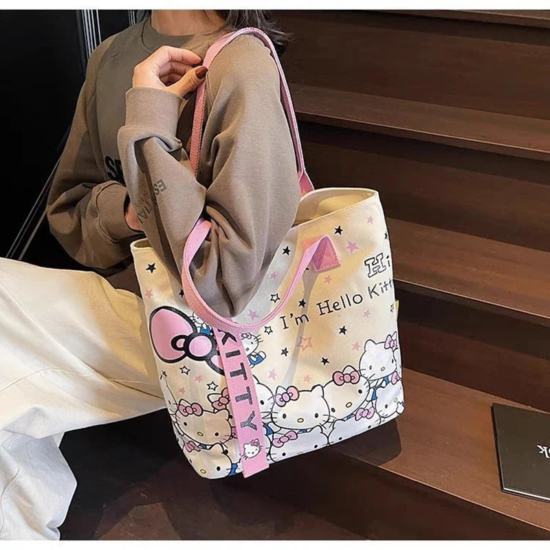 Sanrio Hello Kitty Large Capacity Shoulder Bag Cartoon Kt Cat Handbag
