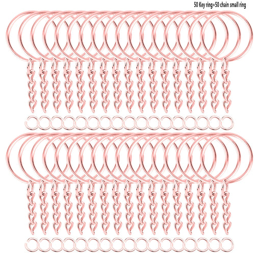 50 Sets Split Key Rings with Chain and Jump Rings Bulk Kit Accessories
