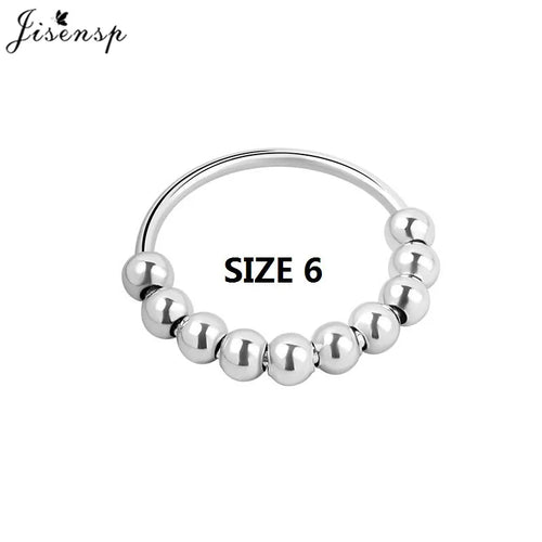 Simple Metal Beads Fidget Rotating Rings for Women Men Rotate Freely