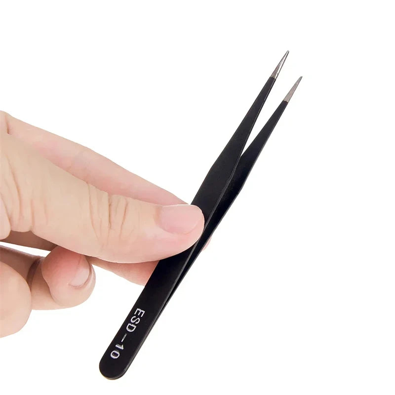 6PCS Precision Tweezers Set Stainless Steel Curved of Tweezers for