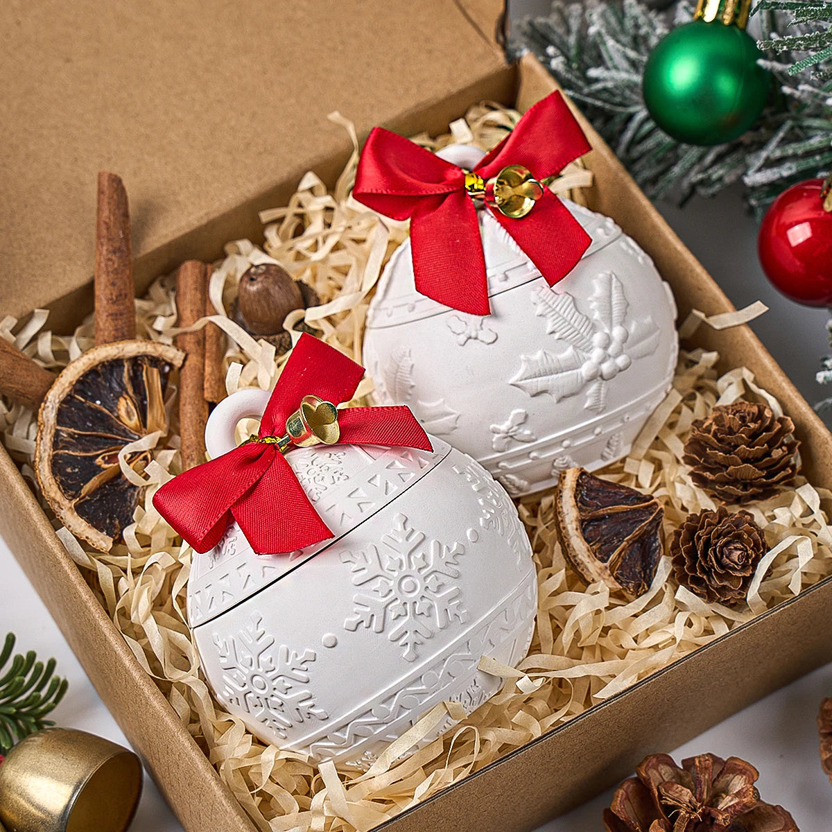 Round Christmas Jar Silicone Mold DIY Handmade Relief Berry Snowflake
