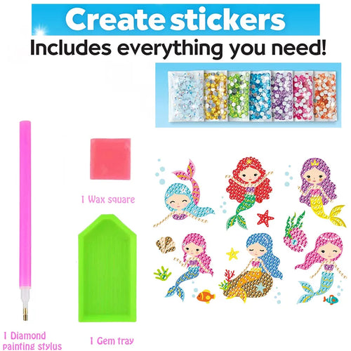 12 Create Big Gem Diamond Painting Sticker Kit Art Craft Girls Boys