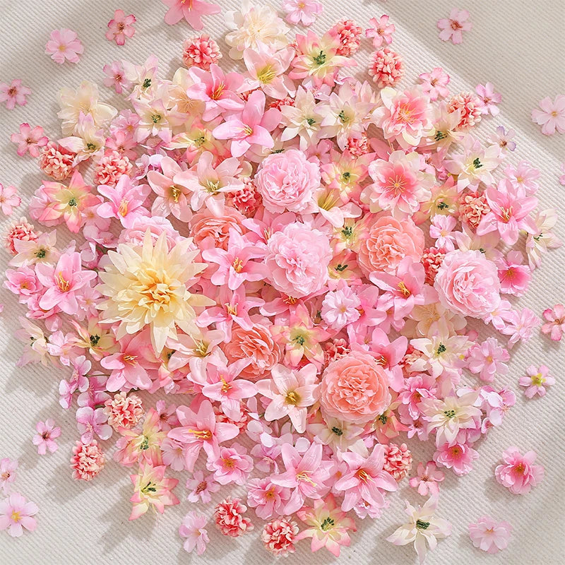 3-10cm Artificial Flower Head Mini Silk Artificial Rose Peony Daisy