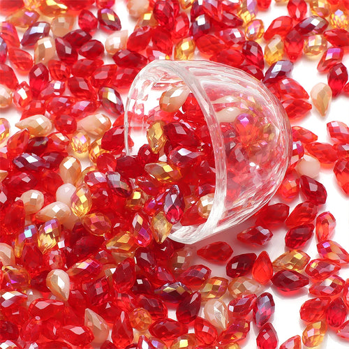 30Pcs/Lot Green Crystal Glass Faceted Teardrop Loose Beads Crafts