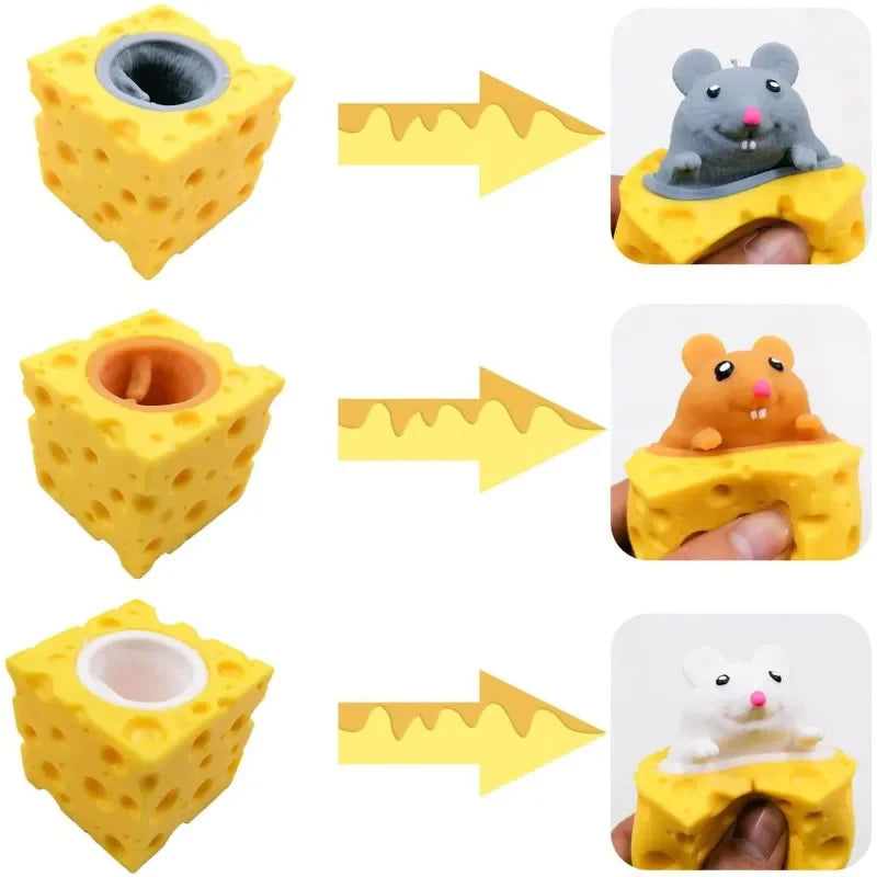 Mouse Squishy Toy Cheese Stress Ball Squishy Rat Squeeze Cheese