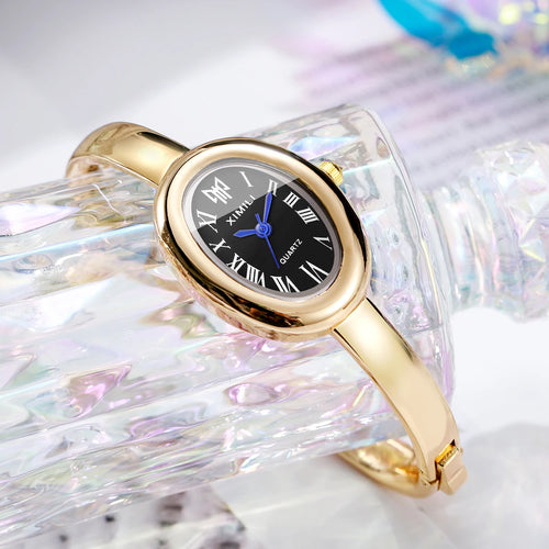 Elegant Oval Roma Dial Women Quartz Watch Fashion Bracelet Strap
