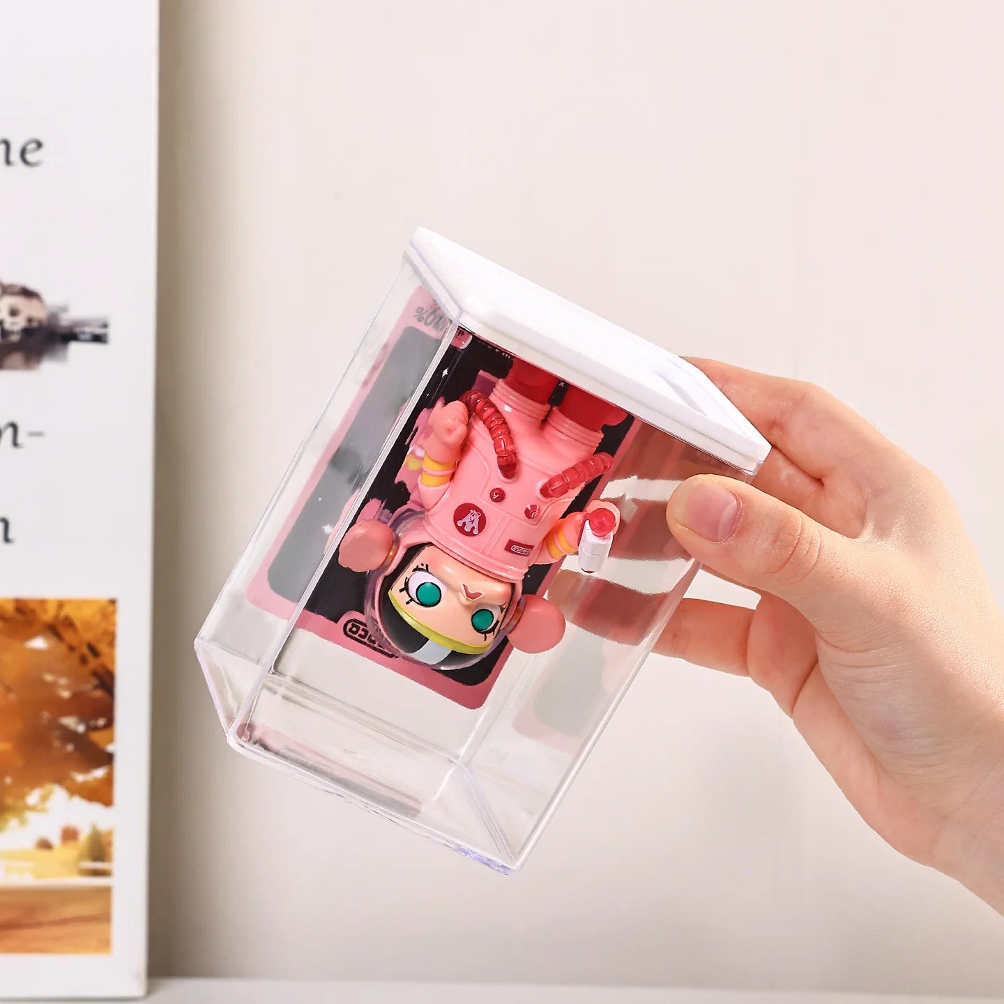 6pcs acrylic dust-proof colored base doll blind box display box card