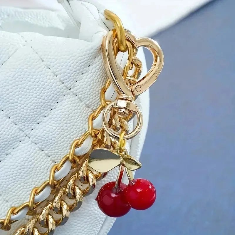 Cherry Blossom Heart-Shaped Bag Charm Durable Lobster Clasp DIY Bag