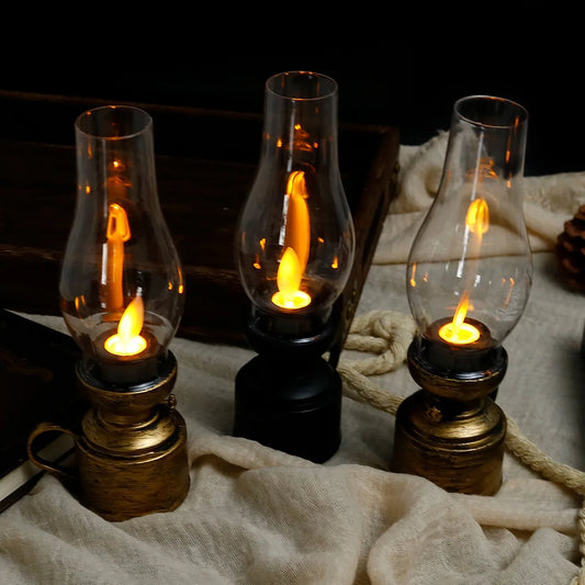 Vintage Lantern Retro Design LED Hanging Oil Lamp Battery Operated
