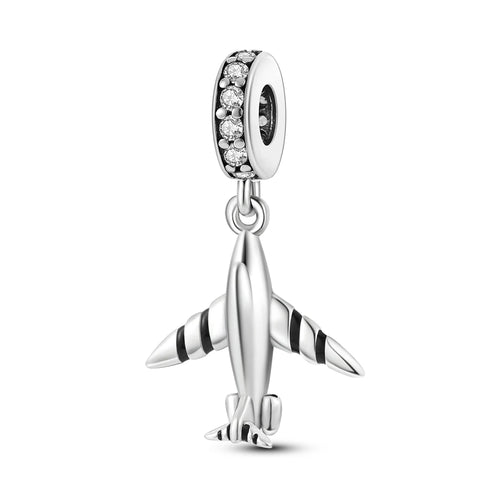 925 Silver Travel Airplane Passport Charms Beads Pendants Fit Original