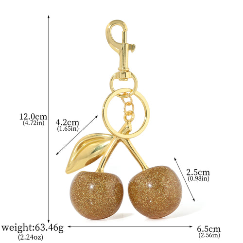 Fashion Delicious Red Cherry Keychain Summer Fruits Cherries Pendant