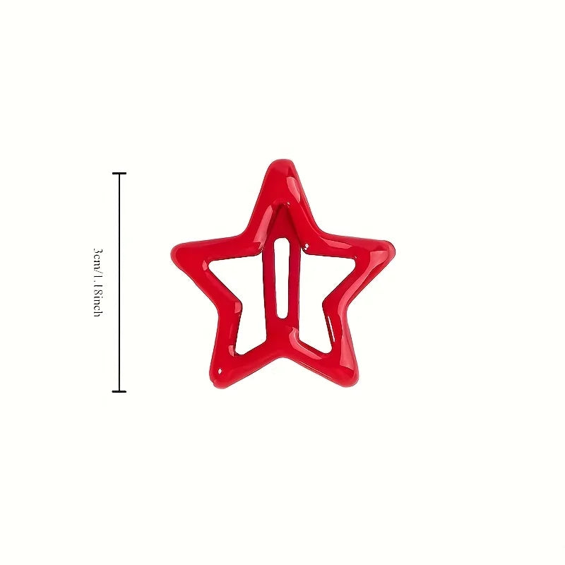 10pcs/30pcs Cute Hollow Star Hair Clips Vibrant Colorful Snap Design