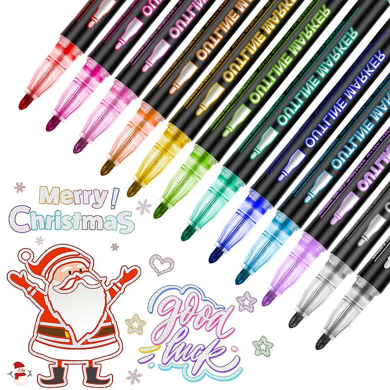 8/12/24/36/48 colors Double-line Outline pen contour pen Dream flash