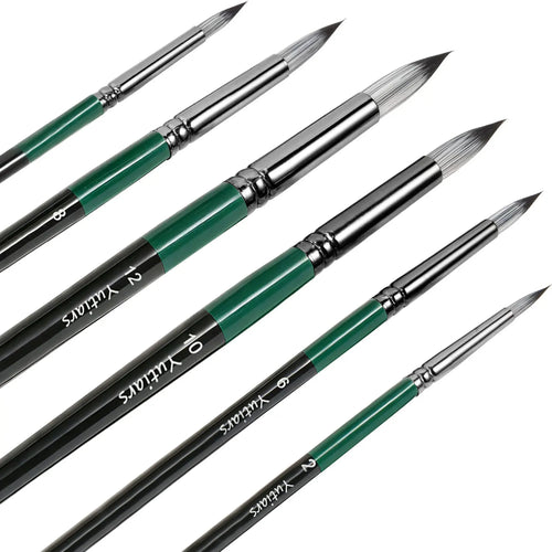 Yutiars Professional Artist Paint Brush Set - 6/24 PCS, Nylon Bristles
