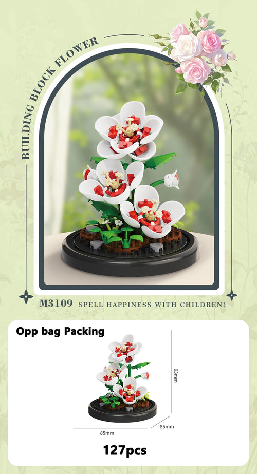 Eternal Flower Bouquet Bonsai Potted Plant Micro Building Blocks Model