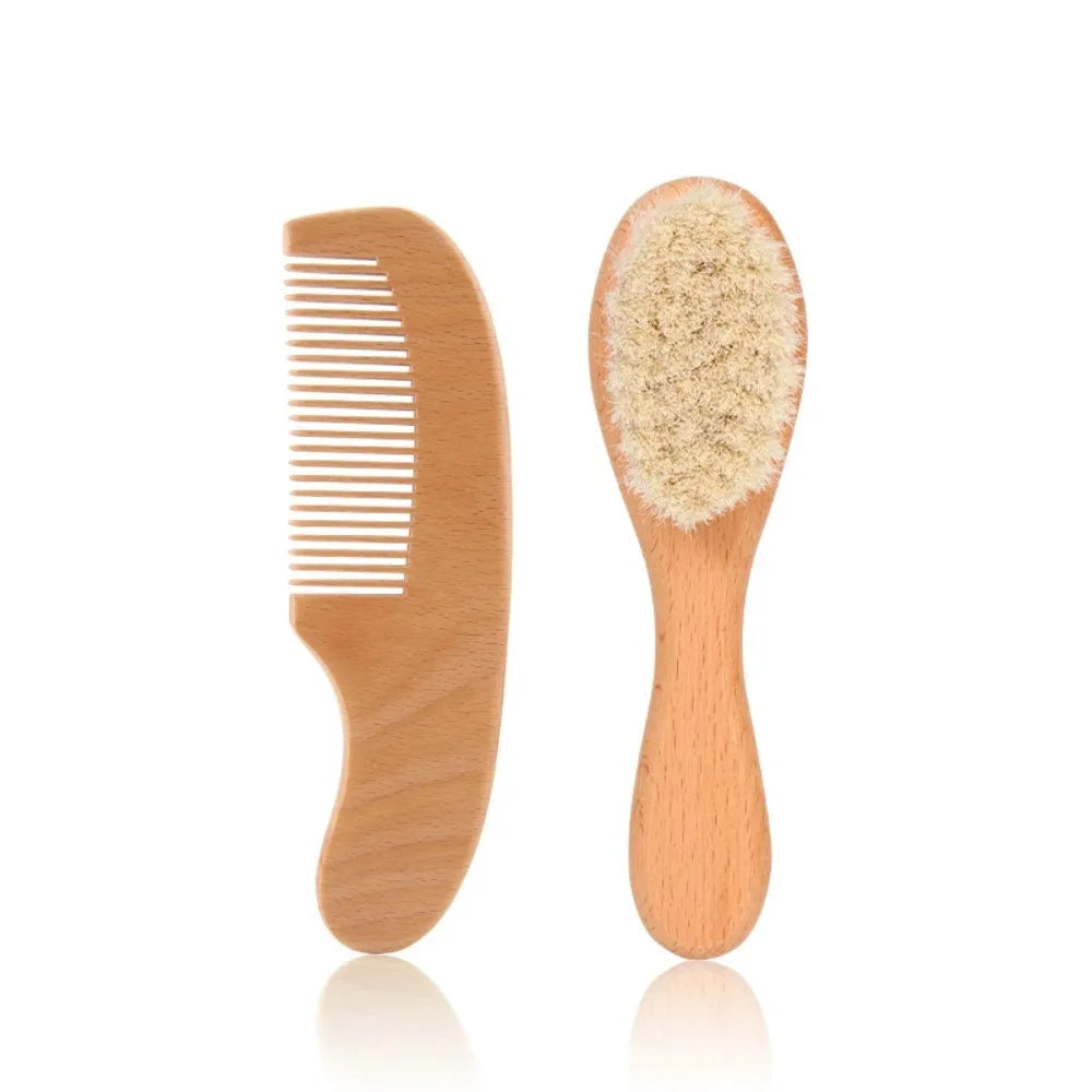 2pcs comb and brush set baby care beech wood brush and comb gift set