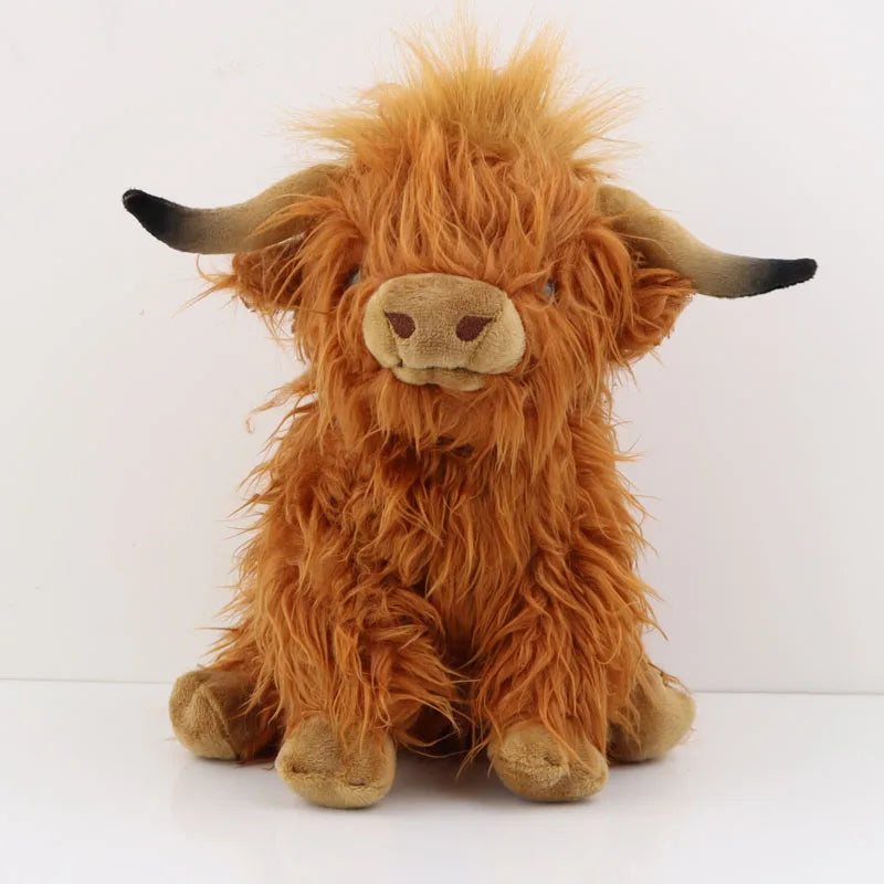 25cm Simulation Highland Cow Plush Animal Doll Soft Stuffed Highland