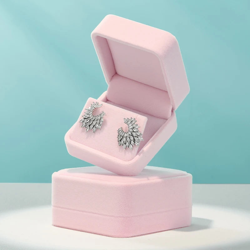 Oirlv Velvet Ring Box Pink Earring Jewelry Box Necklace Bracelet