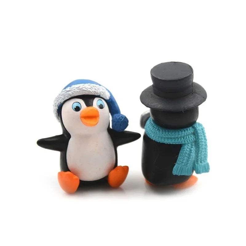 4pcs/set DIY Crafts Mini Winter Penguin Miniature Figurine Christmas