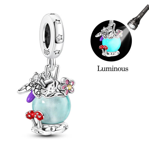 Fit Original 925 Sterling Silver Charms Beads Luminous Firefly Charms