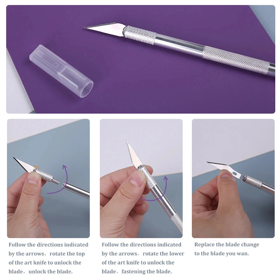 Fniiva Engraving Cutter with 5pcs Blade Metal Handle Craft Carving