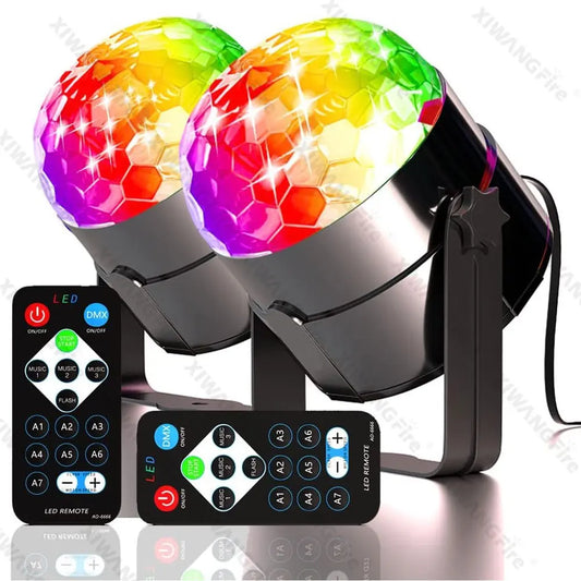 RGB LED Stage Disco Light Rotating DJ Ball Strobe Sound Control Magic