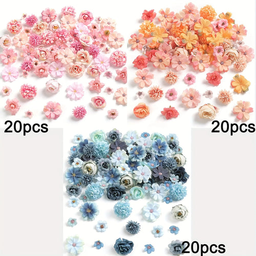 60Pcs Artificial Flowers Head Silk Rose Fake Flowers Home Decor Party